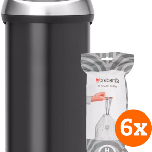 Brabantia Touch Bin 60 Liter Matt Black Fingerprint Proof + Vuilniszakken (120 stuks) bestellen?